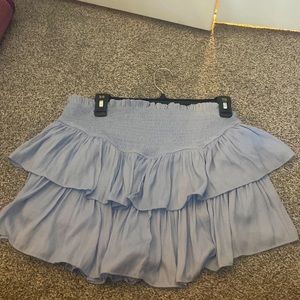 Blue ruffle preppy skirt